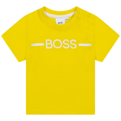 T-shirt gialla Boss  a maniche corte neonato