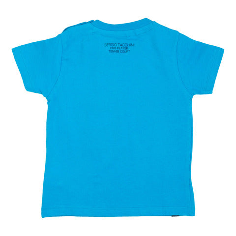 Sergio Tacchini neonato bambino T-shirt blu turchese manica corta