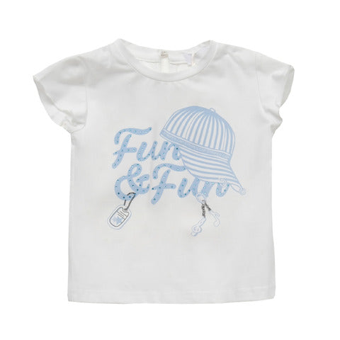 Fun & Fun T-shirt bianca manica corta neonata