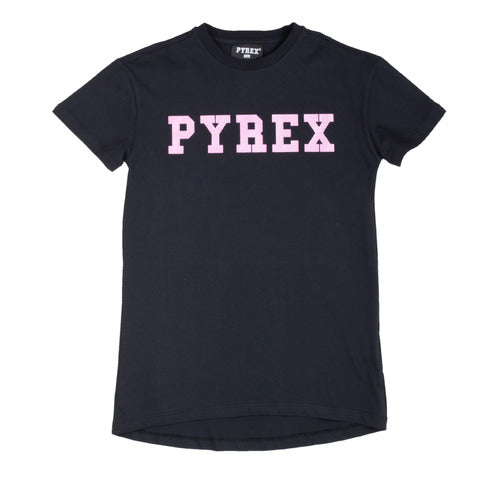 Pyrex Vestito nero rosa manica corta ragazza