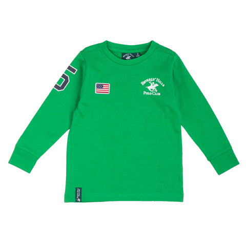 T-shirt verde a maniche lunghe da bambino
