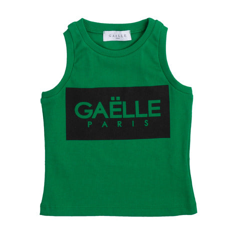 Gaelle Canotta verde logo nero bambina ragazza