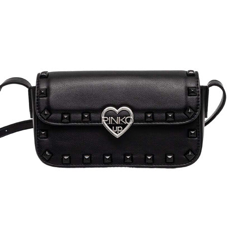 Pinko Borsa nera con borchie e logo cuore