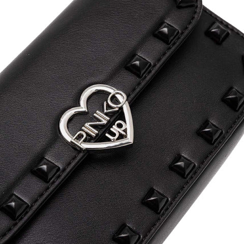Pinko Borsa nera con borchie e logo cuore