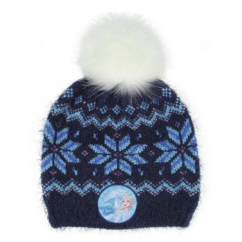Bonnet d'hiver bleu Frozen II avec pompon