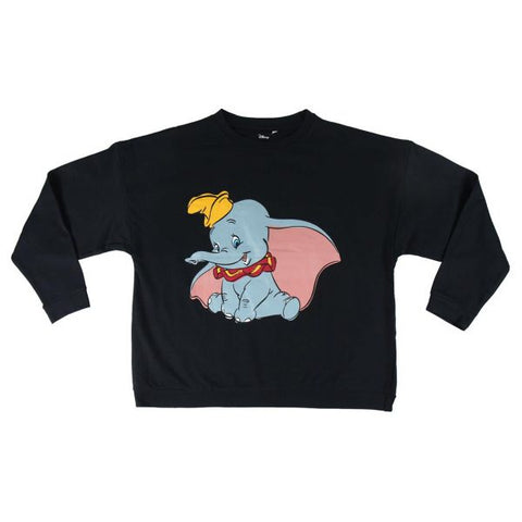 Felpa nera ragazza con stampa Dumbo multicolore sul davanti
