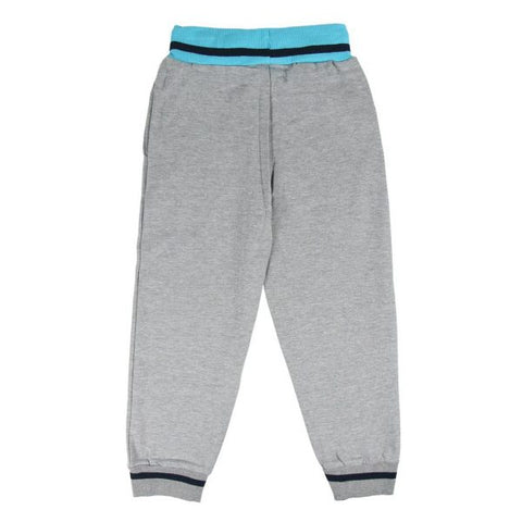 Pantaloni felpati grigi Frozen con vita elastica azzurra e fondo a righe