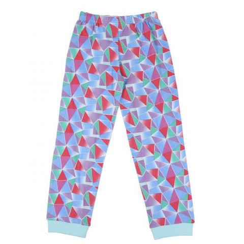 Pantaloni pigiama fantasia triangoli multicolore con elastico in vita