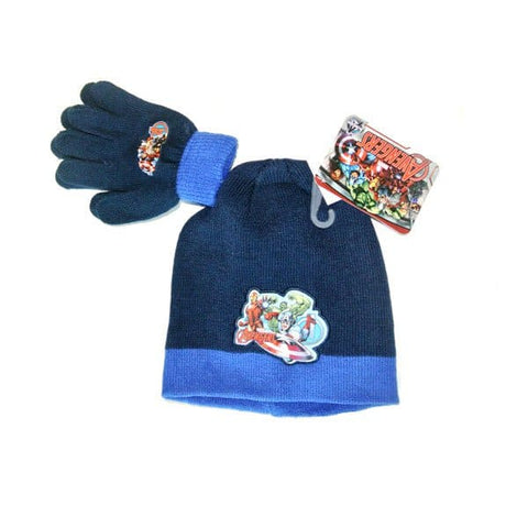 Set cappellino e guanti Avengers blu scuro con patch colorate