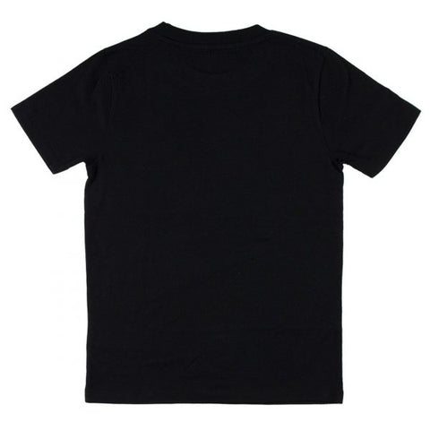 T-shirt nera senza stampa visibile sul retro