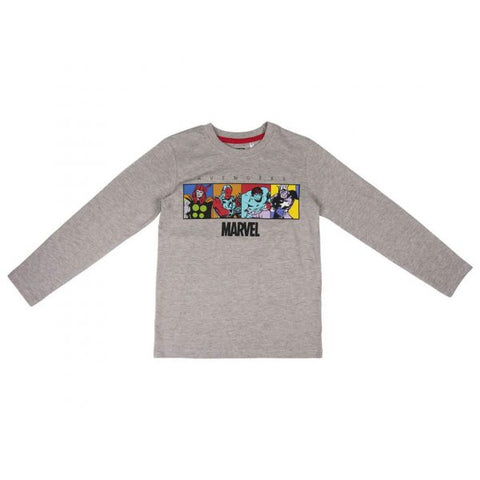 Maglietta manica lunga grigia con stampa Marvel Avengers frontale