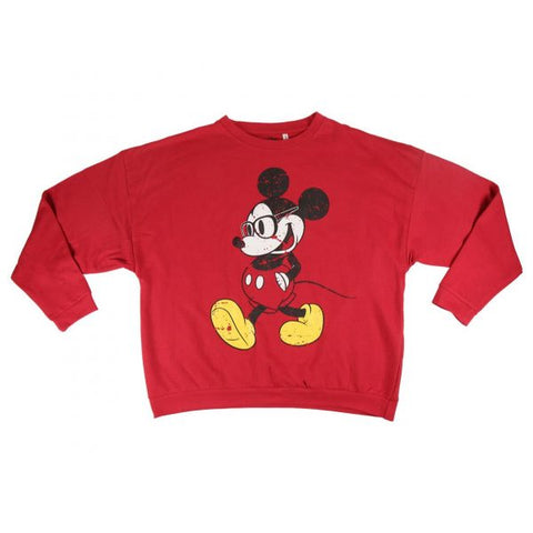 Felpa Disney Topolino adulto rossa con stampa Mickey frontale