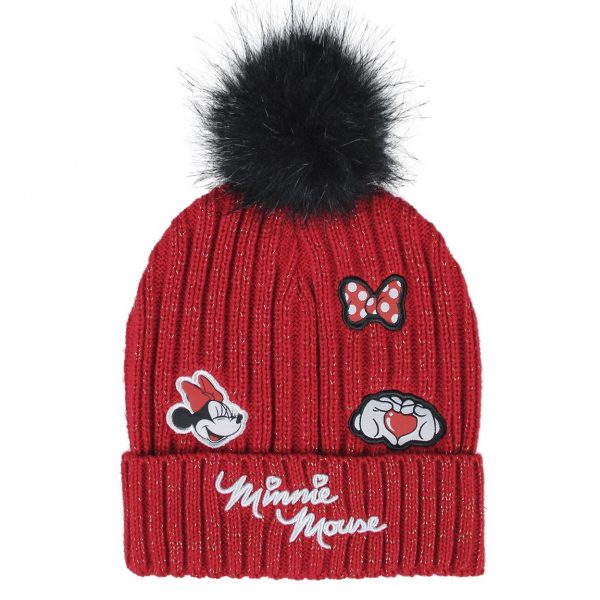 Pom Pom Cappello Rosso Pon Pon Minnie Red Winter Hat With Black