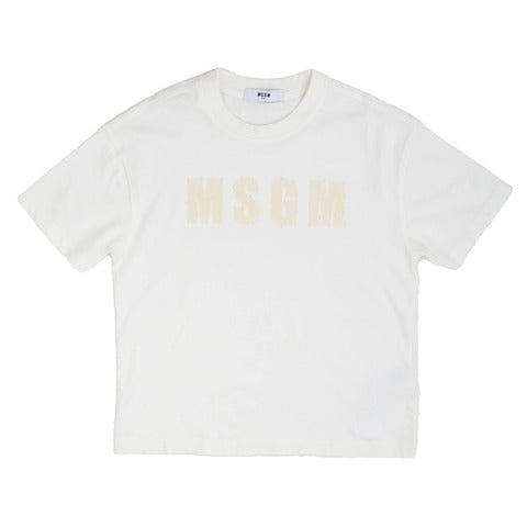 MSGM T Shirt manica corta crema bambina ragazza Bimbi alla Moda
