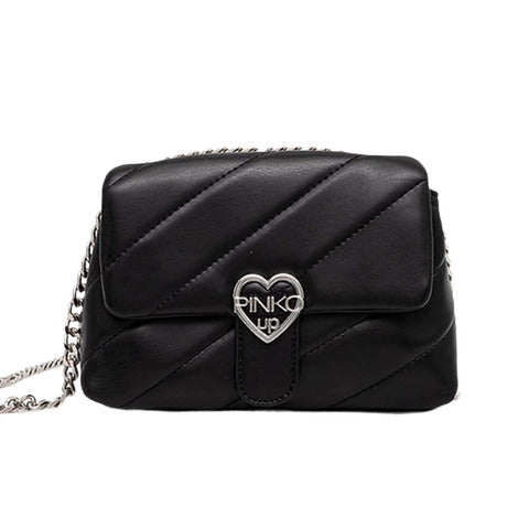 Pinko Borsa nera trapuntata con logo cuore
