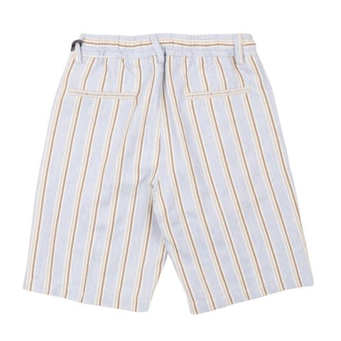 Jeckerson Pantalaccio corto junior a righe azzurro e beige, tasche e piega