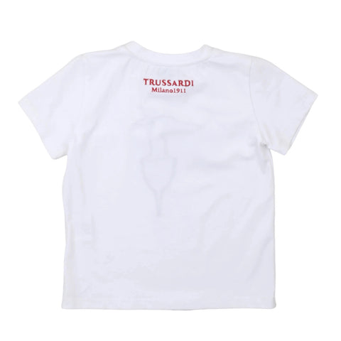 Maglietta bianca con logo TRUSSARDI Milano1911 sul retro