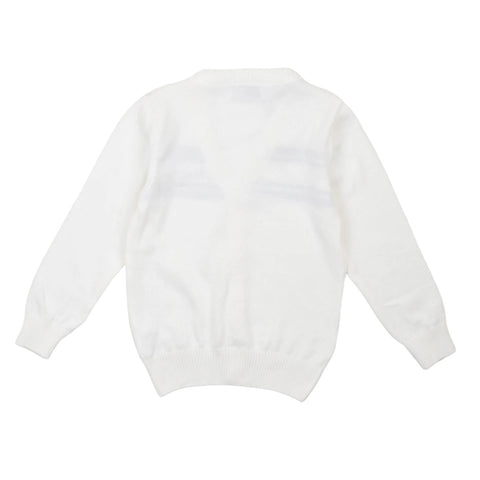 Cardigan in maglia panna con maniche lunghe e retro liscio