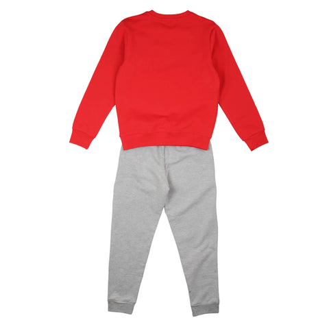 Tuta bimbo: felpa rossa con logo sul retro e pantaloni grigi