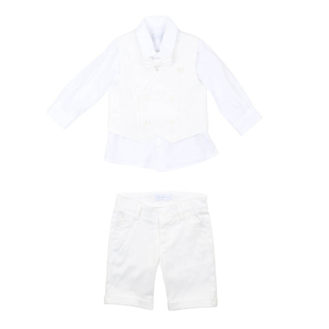 Carlo Pignatelli Completo Bianco Cerimonia Neonato 4 Pezzi Made in Italy