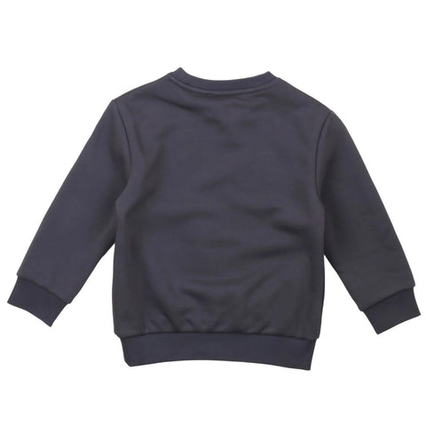 Felpa girocollo bambino blu scuro maniche lunghe tinta unita