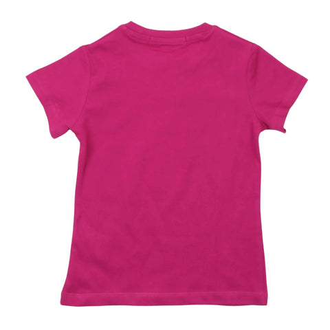 Maglietta bambina a maniche corte fuxia posteriore semplice
