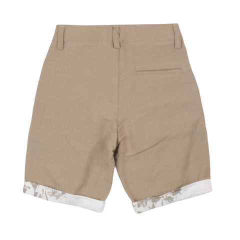 Pantaloncini bermuda bimbo Paciotti fango con tasche e bordo fantasia chiara