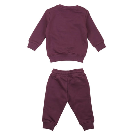 Completo felpa e pantaloni bordeaux; felpa senza stampa, pantaloni con tasche