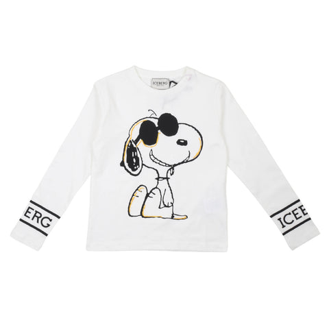 T-shirt bianca da bambino ICEBERG con stampa di Snoopy 