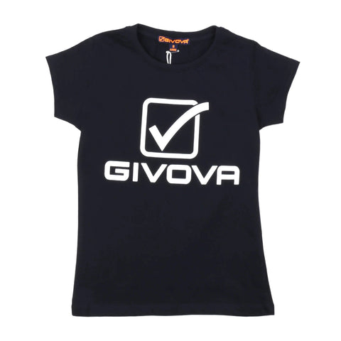 T-shirt bambina Givova blu manica corta con logo frontale bianco
