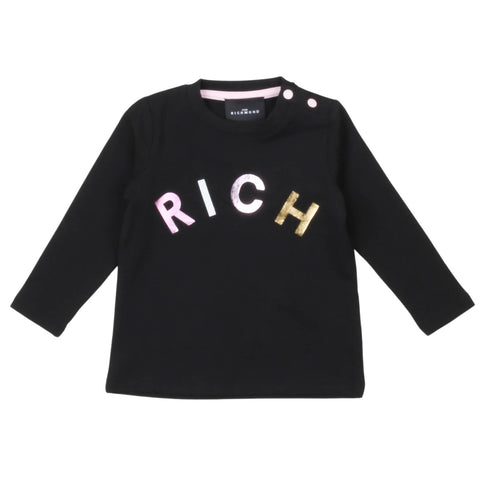 T-shirt manica lunga nera neonati bambini John Richmond