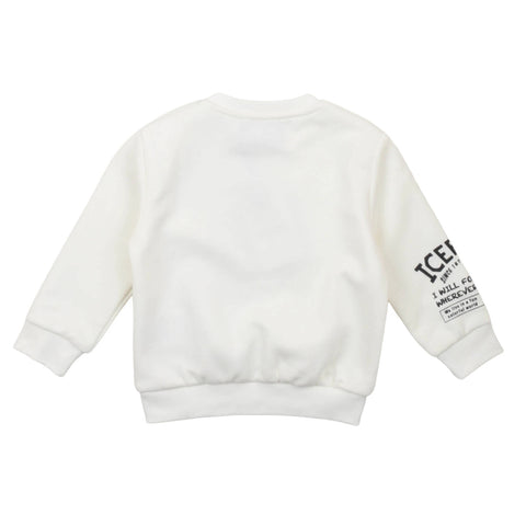 Felpa girocollo off white senza stampa, logo piccolo su manica