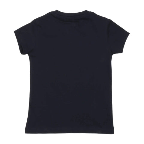 T-shirt manica corta bambina blu scuro senza stampa sul retro