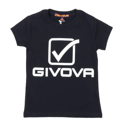 T-shirt manica corta bambina blu scuro con logo Givova frontale