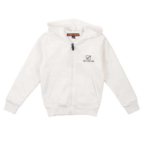 Felpa con zip e cappuccio off white, Givova, tasche a marsupio