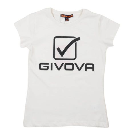 T-shirt bambina bianca a manica corta con stampa GIVOVA sul petto