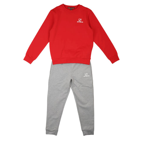Tuta bimbo: felpa rossa con logo e pantaloni grigi