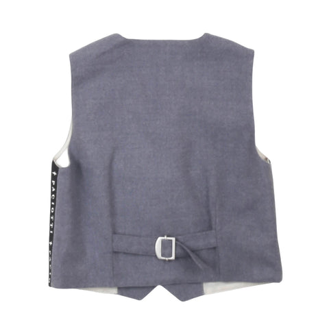 Gilet senza maniche grigio melange chiaro con cintura e fibbia sul retro