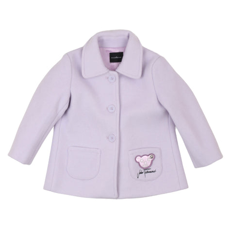 Neonata con cappotto lilla John Richmond – outfit invernale elegante
