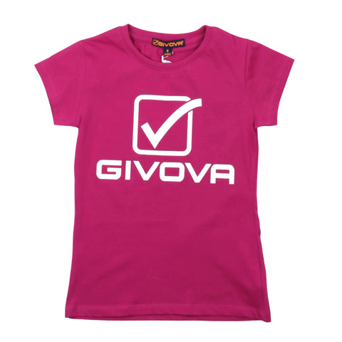 T-shirt bambina fucsia con logo Givova frontale