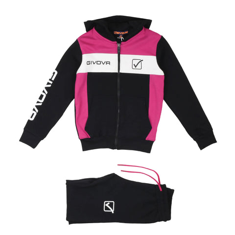 Givova Completo Felpa con zip e cappuccio + pantaloni bambina