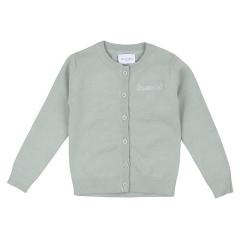 Cardigan bambina Trussardi acqua con bottoni e scollo a V – stile elegante su Bimbi alla Moda