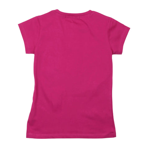 T-shirt bambina fucsia manica corta liscia sul retro