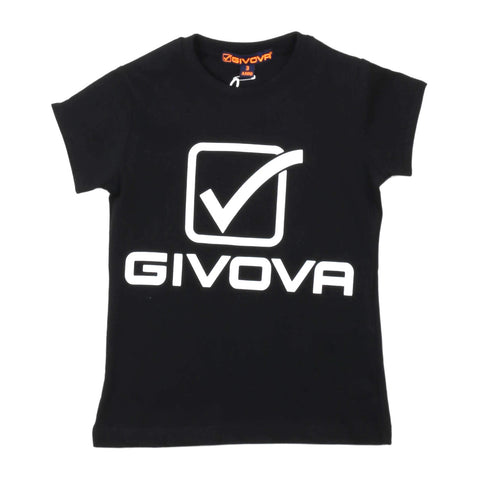 T-shirt bambino Givova nera manica corta con logo GIVOVA bianco frontale
