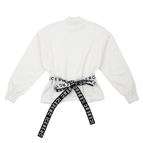 Maglione avorio con volant e cintura fiocco ICEBERG sul retro