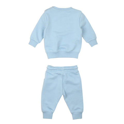 Completo felpa e pantaloni azzurri, felpa maniche lunghe e pantaloni con elastico
