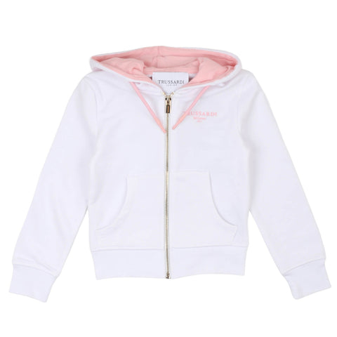 Trussardi Felpa con cappuccio bianco rosa bambina ragazza