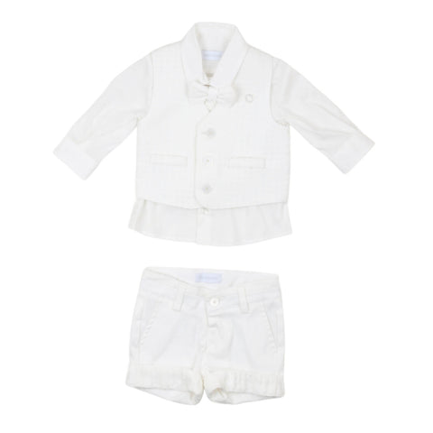Completo cerimonia neonato latte: giacca con bottoni e pantaloncini