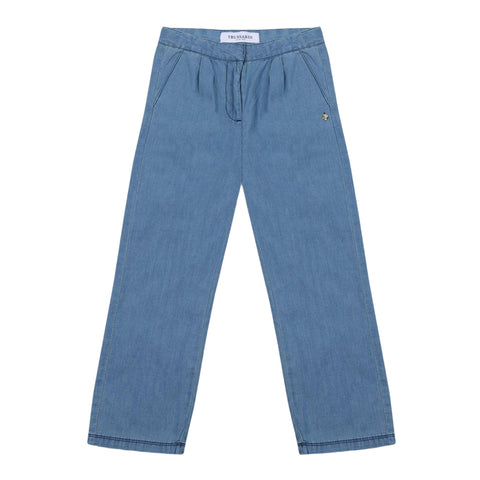 Jeans bambina TRUSSARDI in denim blu medio – moda junior elegante e comoda su Bimbi alla Moda