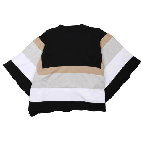 Maglia bambino John Richmond nera a righe bianco-grigie con maniche corte